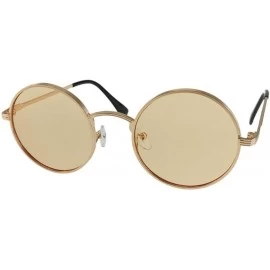 Round Kaia - Metal Round Fashion Sunglasses with Microfiber Pouch - Gold / Tan - CW18IRWIOWU $14.83