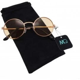 Round Kaia - Metal Round Fashion Sunglasses with Microfiber Pouch - Gold / Tan - CW18IRWIOWU $14.83