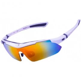 Sport Polarized Sunglasses Interchangeable Cycling Baseball - White - C7184I49CIA $52.50