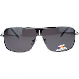 Rectangular SA106¨ Polarized Luxury Racer Flat Top Metal Rectangular Pilot Sunglasses - Gunmetal - CK11ZFVYX95 $9.97