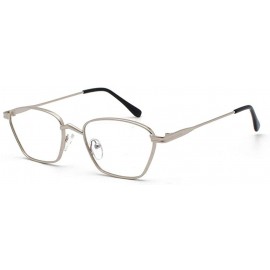 Square Square Retro Vintage Nerd Style Sunglasses Colored Small Metal Frame Eyewear for Women Men - Silver - CG18UDC7WKN $12.90