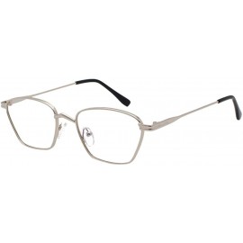 Square Square Retro Vintage Nerd Style Sunglasses Colored Small Metal Frame Eyewear for Women Men - Silver - CG18UDC7WKN $12.90