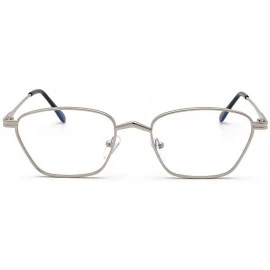 Square Square Retro Vintage Nerd Style Sunglasses Colored Small Metal Frame Eyewear for Women Men - Silver - CG18UDC7WKN $12.90