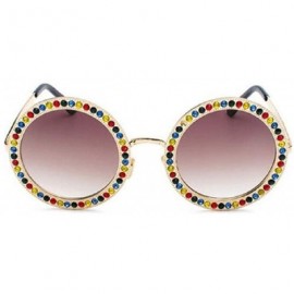 Square Round Oversized Rhinestone Sunglasses for Women Diamond Shades - B - CD18RYIN84Z $23.14