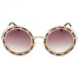 Square Round Oversized Rhinestone Sunglasses for Women Diamond Shades - B - CD18RYIN84Z $12.89