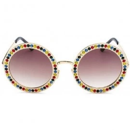 Square Round Oversized Rhinestone Sunglasses for Women Diamond Shades - B - CD18RYIN84Z $12.89