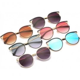 Round Ultra light Fashion Lady Unique Designer Sunglasses Round Frame Men Cat Glasses UV400 - Blue - CZ18SHOAT2D $9.42