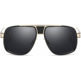 Aviator Sunglasses for Men Oversize Classic Black Shades Goggle Retro Brand Designer Gold Alloy Frame Sun Glasses - C118ZCA94...
