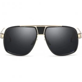 Aviator Sunglasses for Men Oversize Classic Black Shades Goggle Retro Brand Designer Gold Alloy Frame Sun Glasses - C118ZCA94...