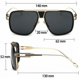 Aviator Sunglasses for Men Oversize Classic Black Shades Goggle Retro Brand Designer Gold Alloy Frame Sun Glasses - C118ZCA94...
