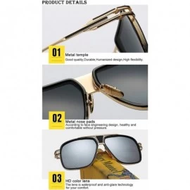Aviator Sunglasses for Men Oversize Classic Black Shades Goggle Retro Brand Designer Gold Alloy Frame Sun Glasses - C118ZCA94...