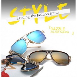 Aviator Sunglasses for Men Oversize Classic Black Shades Goggle Retro Brand Designer Gold Alloy Frame Sun Glasses - C118ZCA94...