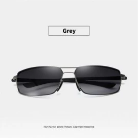 Sport Rectangular Polarized Sunglasses for Men UV Protection Alloy Frame for Driving Fishing Golf - Grey - CE18YI3GNG8 $15.96