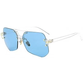 Rimless Unisex Rimless Irregular HD Sunglasses for Driving Fishing UV Protection - Blue - CZ18CYH7DME $20.01