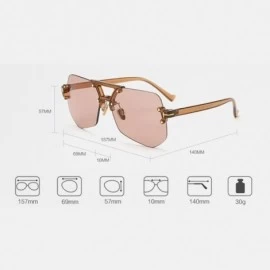 Rimless Unisex Rimless Irregular HD Sunglasses for Driving Fishing UV Protection - Blue - CZ18CYH7DME $20.01
