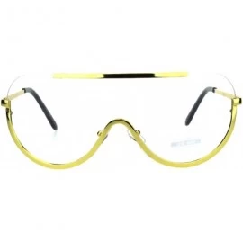 Shield Futuristic Robotic Shield Exposed Lens Metal Rim Clear Lens Eyeglasses - Gold Clear - C118HM37NXN $23.71