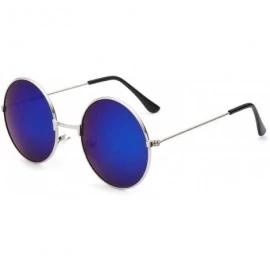 Oval Women Round Sunglasses Retro Gold Silver Black Frame Unisex Eyewear FeSun Glasses Men Oculos Gafas - Blue - CH199CN066A ...