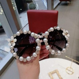 Square 18 Design Summer Sunglasses Women Sweet Flower Rhinestone Round Sun Glasses Vintage Retro Beach Ladies Shades - C8198Z...