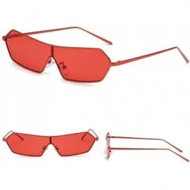 Rectangular Siamese Sunglasses Futuristic Glasses Festival - Red - CU18NIW7TGH $15.38