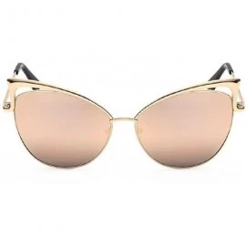 Oversized Sunglasses Women Oversized Cateye Fashion Metal Frame Mirrored Goggles - Pink - C118CRI673E $10.55