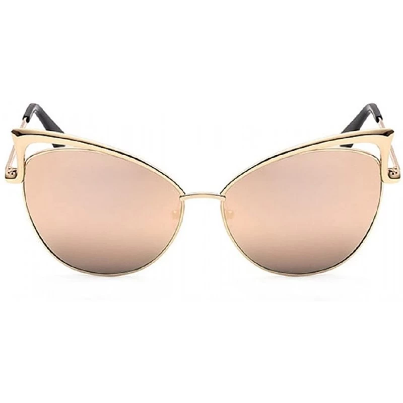 Oversized Sunglasses Women Oversized Cateye Fashion Metal Frame Mirrored Goggles - Pink - C118CRI673E $16.38