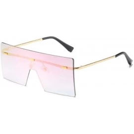 Sport Square Frameless One-Piece Personality Big Frame Sunglasses Sunglasses - 10 - CE190846LUZ $23.64