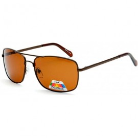 Rectangular Classic Fashion Rectangular Flat Top Aviator Polarized Lens Sunglasses - Brown - CY18YXA5WGL $13.39