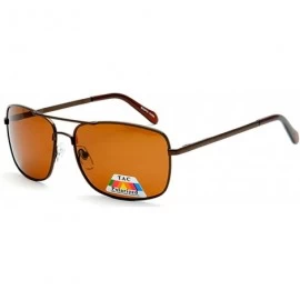 Rectangular Classic Fashion Rectangular Flat Top Aviator Polarized Lens Sunglasses - Brown - CY18YXA5WGL $13.39