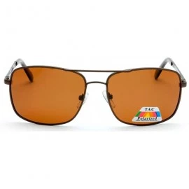 Rectangular Classic Fashion Rectangular Flat Top Aviator Polarized Lens Sunglasses - Brown - CY18YXA5WGL $13.39