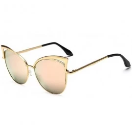 Oversized Sunglasses Women Oversized Cateye Fashion Metal Frame Mirrored Goggles - Pink - C118CRI673E $10.55