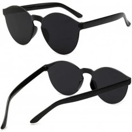 Round Unisex Fashion Candy Colors Round Sunglasses Outdoor UV Protection Sunglasses - Black - CV190RE5H8W $15.49