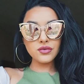 Oversized Sunglasses Women Oversized Cateye Fashion Metal Frame Mirrored Goggles - Pink - C118CRI673E $10.55