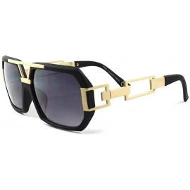 Square Vintage Retro Look Rich Millionaire Swag Hip Hop Rapper DJ Cool Sunglasses - Matte Black & Gold - CM189ANQ8OX $35.50