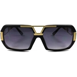 Square Vintage Retro Look Rich Millionaire Swag Hip Hop Rapper DJ Cool Sunglasses - Matte Black & Gold - CM189ANQ8OX $15.62