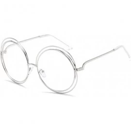 Oversized Oversized lens Mirror Sunglasses Women Brand Designer Metal Frame Lady Sun Glasses - 13-silver-transparen - CI18W7G...