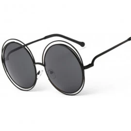 Oversized Oversized lens Mirror Sunglasses Women Brand Designer Metal Frame Lady Sun Glasses - 13-silver-transparen - CI18W7G...