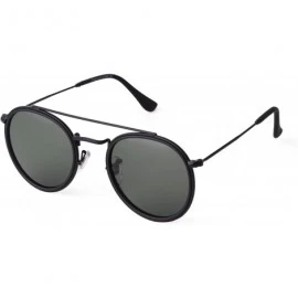 Sport Round Polarized Sunglasses Women Men Classic Small Sunglasses Mirrored Lens - Black Frame/G15 Lens - CY196MAYU0H $28.48