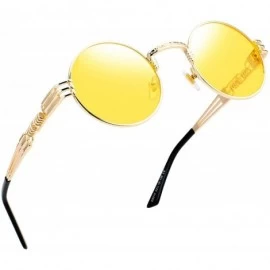 Rectangular Steampunk Round Sunglasses for Men and Women John Lennon Glasses Circle Metal Eyewear - CW18THYKZY5 $13.52