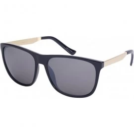 Wayfarer Modern Horned Rim Sunglasses with Flash Mirrored Lens 541000-FM - Black - CH128UBK7Q9 $17.60