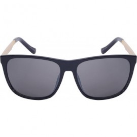 Wayfarer Modern Horned Rim Sunglasses with Flash Mirrored Lens 541000-FM - Black - CH128UBK7Q9 $7.74