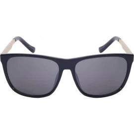 Wayfarer Modern Horned Rim Sunglasses with Flash Mirrored Lens 541000-FM - Black - CH128UBK7Q9 $7.74