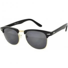Wayfarer Retro Classic Sunglasses Metal Half Frame With Colored Lens Uv 400 - Black-gold Smoke - CW11QDD6H1V $10.89