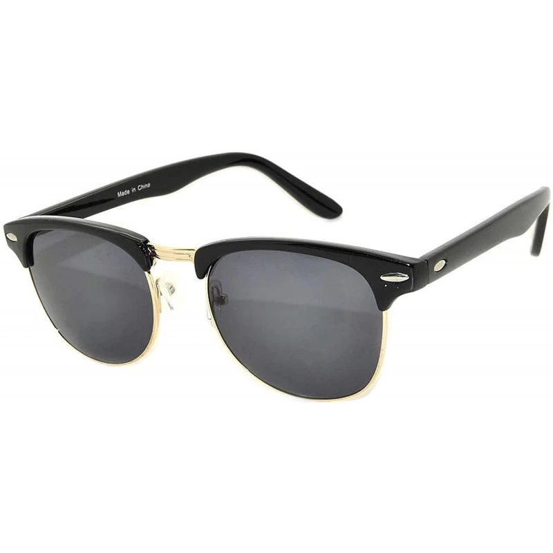 Wayfarer Retro Classic Sunglasses Metal Half Frame With Colored Lens Uv 400 - Black-gold Smoke - CW11QDD6H1V $18.07