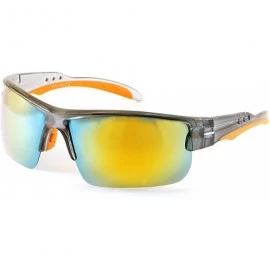 Sport Unisex Polarized Mirrored Sports Wrap Sunglasses P006 - Grey Orange/ Yellow Revo - CL186M3Q45Q $9.02