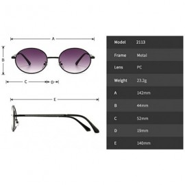 Oval Fashion Retro Men's Punk Oval Metal Frame Designer Ladies Hip Hop Sunglasses - Tea Blue - CY1943ENXXS $15.30