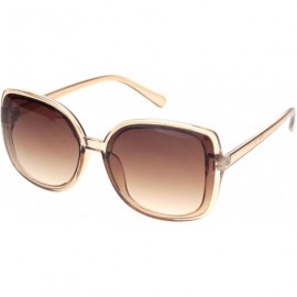 Butterfly Womens Squared Horn Rim Luxury Panel Lens Sunglasses - Translucent Beige Gradient Brown - CV18NUUWDA8 $24.60
