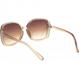 Butterfly Womens Squared Horn Rim Luxury Panel Lens Sunglasses - Translucent Beige Gradient Brown - CV18NUUWDA8 $11.35
