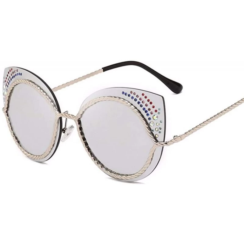 Cat Eye Women's Sunglasses Metal Fashion Cat's Eye Sunglasses - E - CW18Q9E5KQ3 $29.30