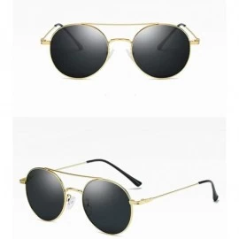 Round Unisex Sunglasses Retro Gold Grey Drive Holiday Round Non-Polarized UV400 - Gold Grey - CC18R96XRHK $10.52