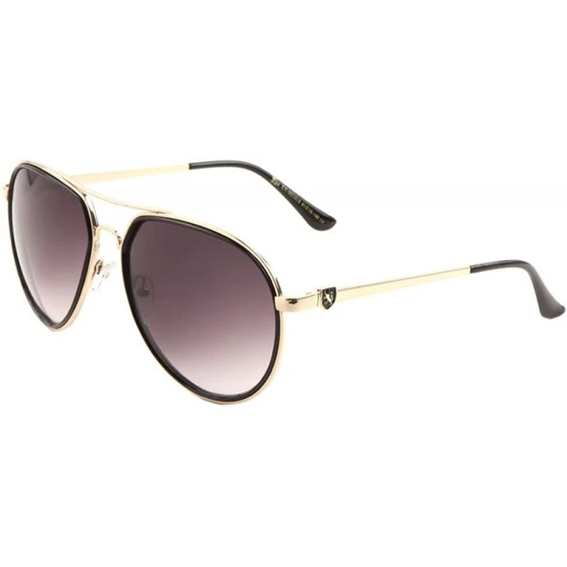 Oversized Classic Bold Plastic Rimmed Metal Aviator Sunglasses - Gold & Black Rimmed Frame - CC189U5RILE $12.49